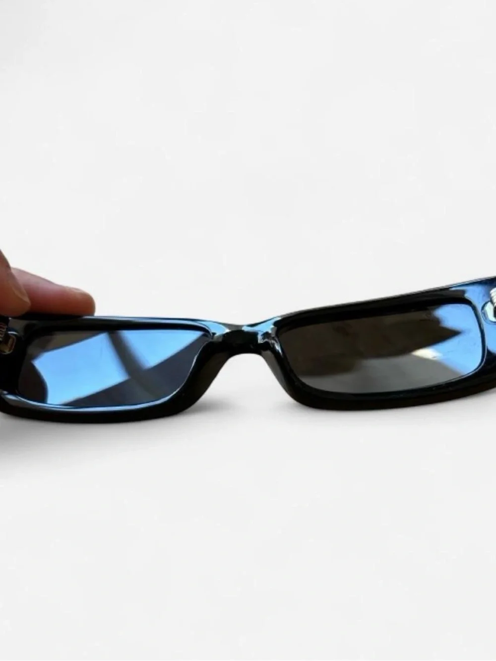 y2k Ray-Ban Kiliane Polished Black Rectangular Sunglasses Unisex Bio-based